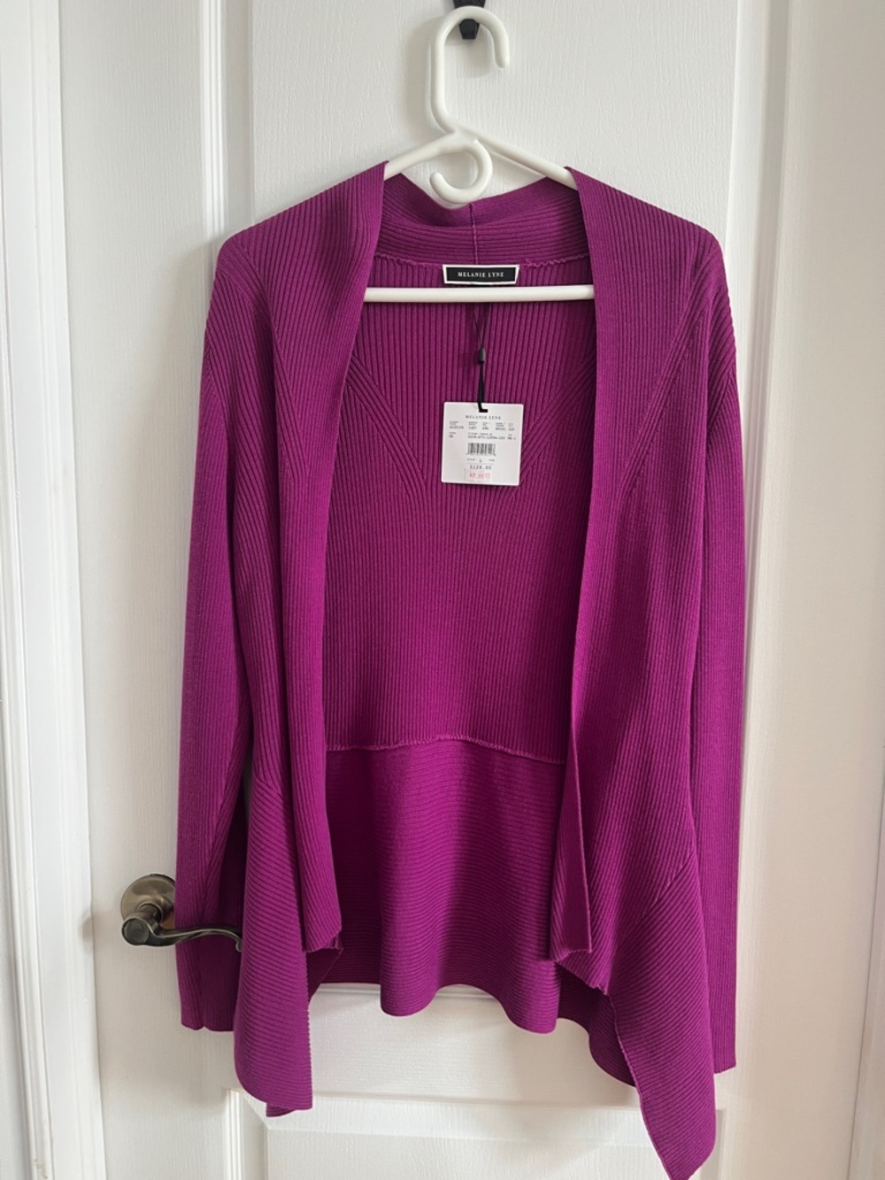 Women's Open-Front Ribbed Cardigan - Magenta